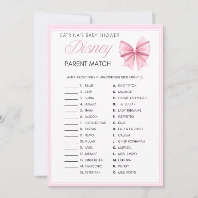 Invitation Coquette Bow rose - Nom modifiable, 5x7 (Devant)