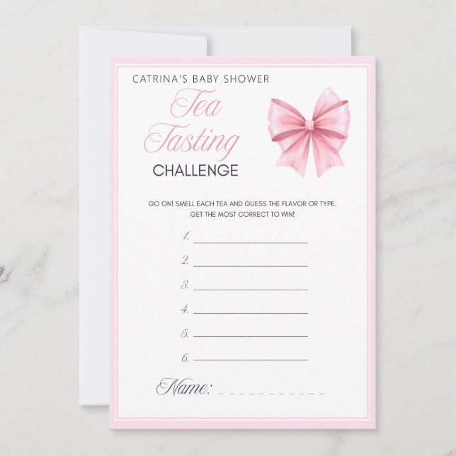 Invitation Coquette Bow rose - Nom modifiable, 5x7 (Devant)