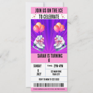 Invitation Coquette Bow rose Patins de glace Billet Anniversa