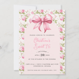 Invitation Coquette Bow rose Sweet 16