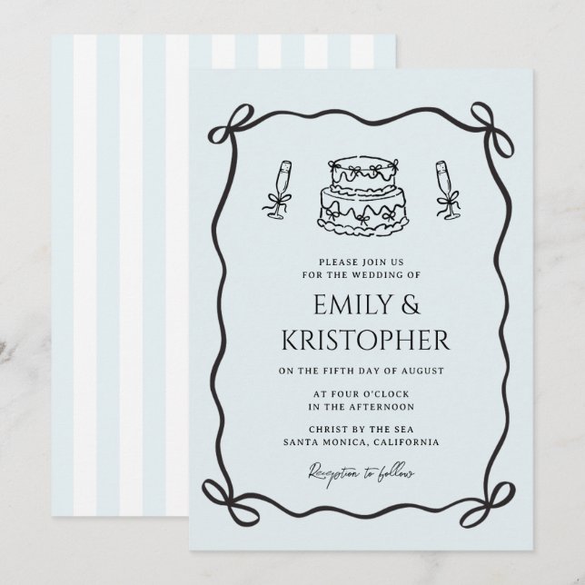 Invitation Coquette Bow Wedding Cake (Devant / Derrière)