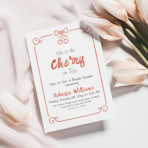 Invitation Coquette Cerise Retro sur la Fête des mariées supé