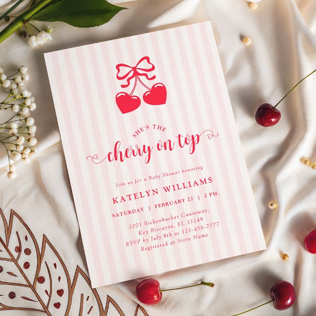 Invitation Coquette Cherry On Top Baby Shower (Créateur téléchargé)