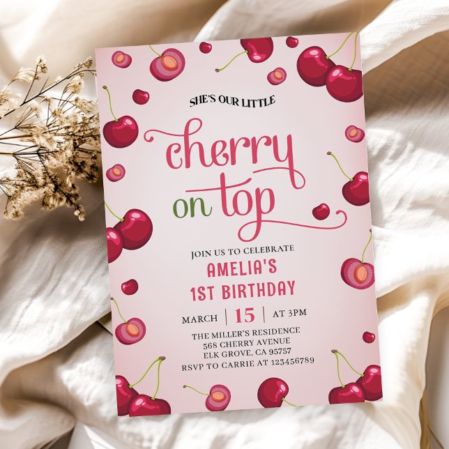 Invitation Coquette Cherry sur le Top 1er Anniversaire Invita (Créateur téléchargé)