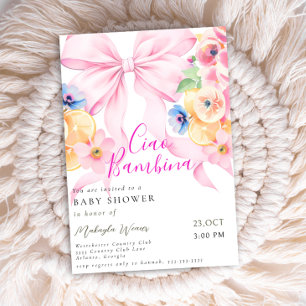 Invitation Coquette Citrus Bow rose Baby shower citron