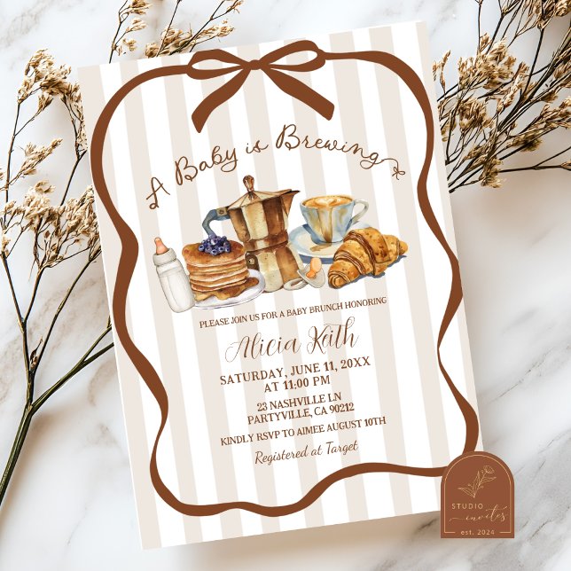 Invitation Coquette Coffee A Baby is Brewing Baby Shower (Créateur téléchargé)