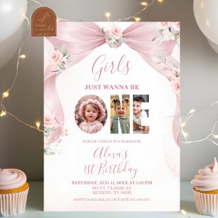 Invitation Coquette Fille au Ruban Rose Veut être UNE