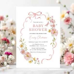 Invitation Coquette Fleur sauvage papillon Baby shower