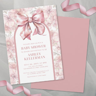 Invitation Coquette Floral Bow rose Baby shower fille