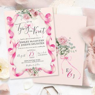 Invitation Coquette Florale Hot rose Bow Cute Vintage Wedding