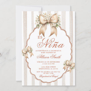 Invitation Coquette florale Stripe Es Nina Baby shower espagn