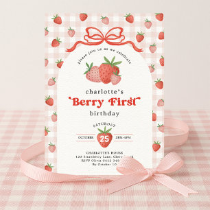 Invitation Coquette Fraise Baie Premier 1er Anniversaire