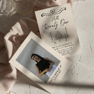 Invitation Coquette Gâteau Bonjour Vingt et une photo Anniver