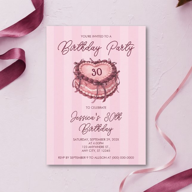 Invitation Coquette Heart Cake Birthday (Créateur téléchargé)