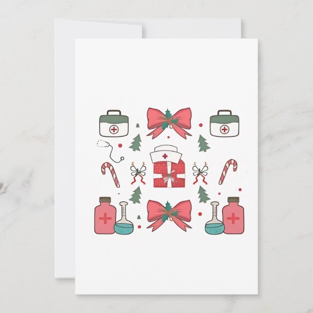 Invitation Coquette Infirmière Bow Infirmière personnalisée N (Devant)