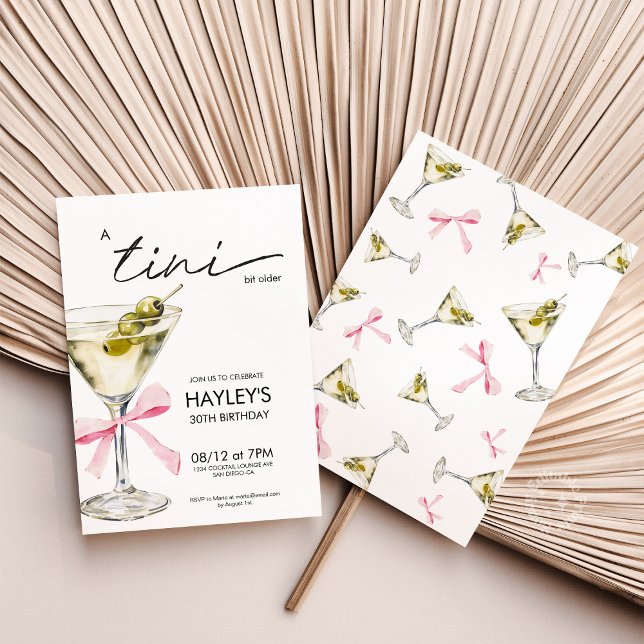 Invitation Coquette Martini Anniversaire d'un Tini Un peu plu (tini bit older invite coquette martini invitation)
