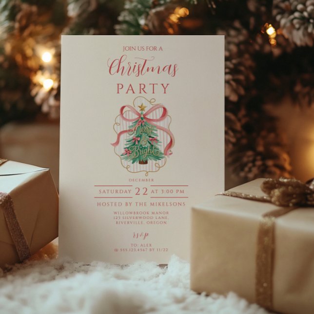 Invitation Coquette Merry & Bright Christmas (Créateur téléchargé)