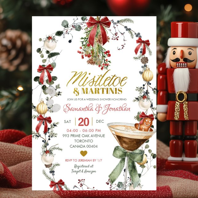 Invitation Coquette Mistletoe and Martinis Wedding Shower (Créateur téléchargé)