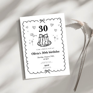 Invitation coquette noir preppy arc 30e anniversaire