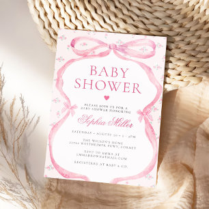 Invitation Coquette Pink Bow Baby Douche