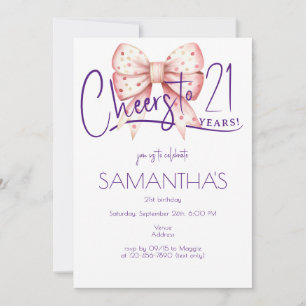 Invitation Coquette Pink Bow encourage 21e anniversaire Photo