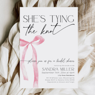 Invitation Coquette Pink Bow Tying Fête des mariées noeud