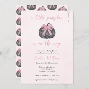 Invitation Coquette Pink Bow Un Peu Citrouille Automne Hallow