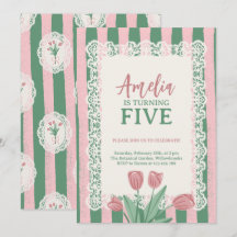 Coquette Pink Bow Vintage Tulip Any Age Birthday