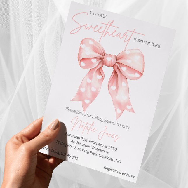 Invitation Coquette rose Baby shower de la corneille (Créateur téléchargé)