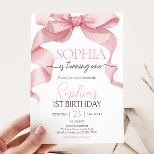 Invitation Coquette rose Bow fête d'anniversaire