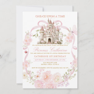 Invitation Coquette Rose Château Premier Anniversa