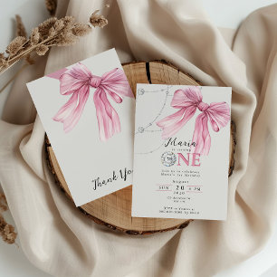 Invitation Coquette rose étincelle 1ère