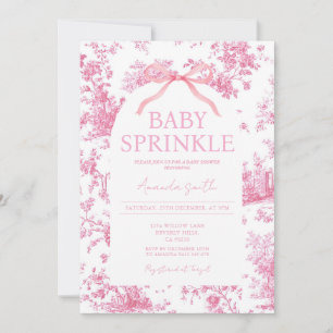Invitation Coquette Rose Floral Toile Baby Sprinkle Vintage