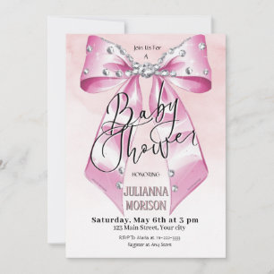 Invitation Coquette rose moderne Bow Baby shower fille