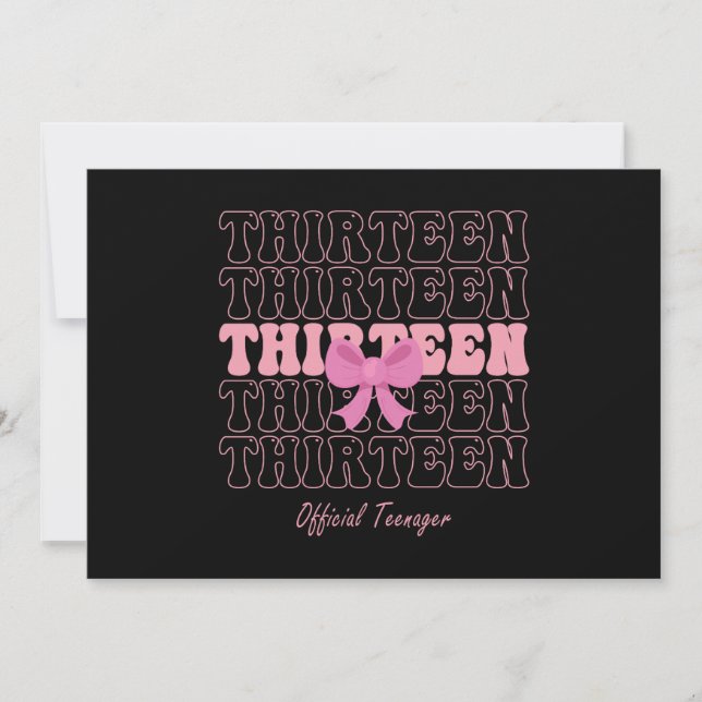 Invitation Coquette Rose officielle adolescente 13 ans ruban (Devant)