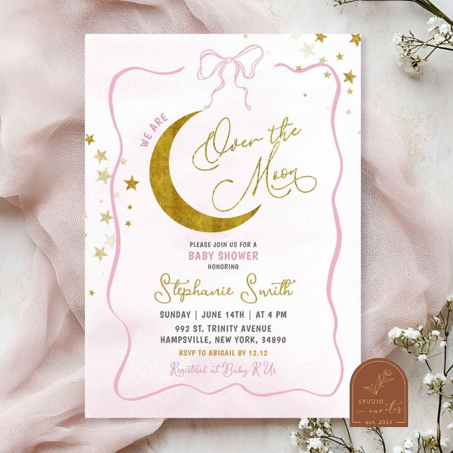 Invitation Coquette Rose Tiré À La Main Sur Le Baby shower Lu (Créateur téléchargé)