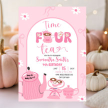 Coquette rose Whimsical Retro Tea 4e anniversaire