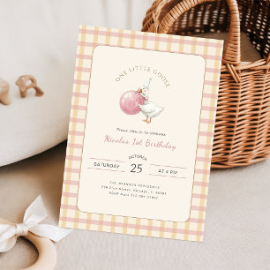 Invitation Coquette Une Petite Oie Rose 1er Anniversaire