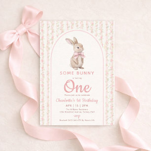 Invitation Coquette Vintage Some Bunny a un an