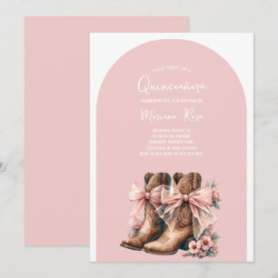 Invitation Coquette Western Boots Quinceanera Anniversaire