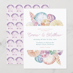 Invitation Coquillage d'aquarelle et Mariage d'inspiration si