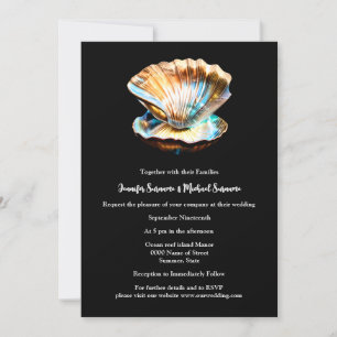 Invitation Coquillage de clam irisé brillant coquillage océan