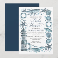 Coquillages bleus Océan Mer Plage Baby Shower