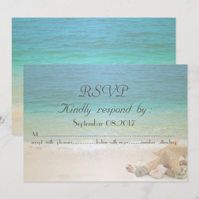 Invitation Coquillages de mariage de plage RSVP (Devant / Derrière)