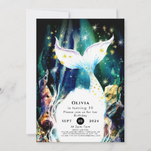 Invitation Coquillages enchantés Sirène Anniversaire