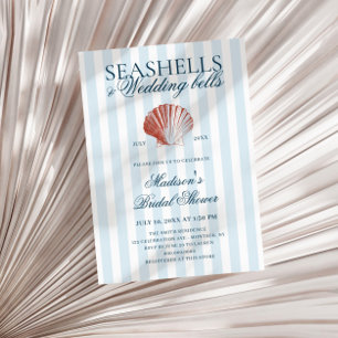 Invitation Coquillages et cloches de mariage Fête prénuptiale