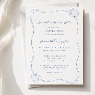 Invitation Coquillages et Cloches de Mariage Réception de Mar