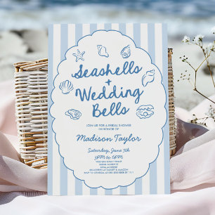 Invitation Coquillages et Cloches de Mariage Réception de Mar