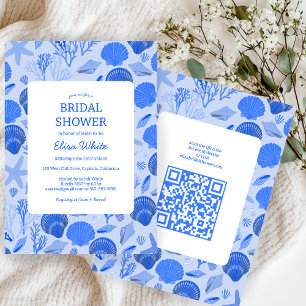 Invitation Coquillages Fête des mariées Chic Blue Beach CUSTO