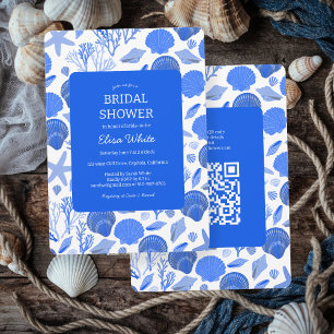 Invitation Coquillages Fête des mariées Chic Blue Beach CUSTO
